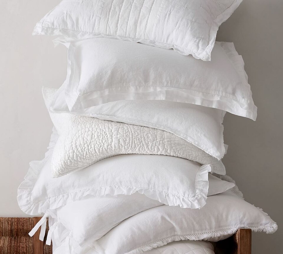 Belgian Flax Linen TENCEL™ Double Flange Pillowcases Pottery Barn